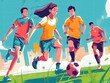 Modern youth sports, campus, modern, friendly, happy, energetic, clean vector image