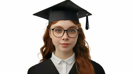 Wall Mural - portrait of a young woman graduate in cap and gown