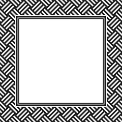 Sticker - Vector square frame with copy space. Abstract vector black and white classic geometric texture.