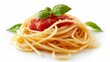 pasta al pomodoro spaghetti with tomato sauce top and side view isolated on white