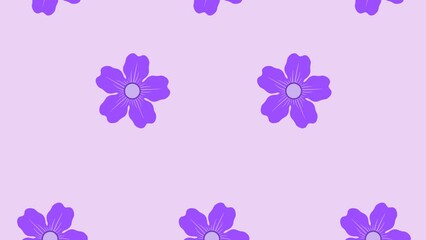 Wall Mural - 4K video Footage with purple flowers pattern. Footage flower pattern. Flowers spinning and falling down. 4k video animated with beautiful flower 