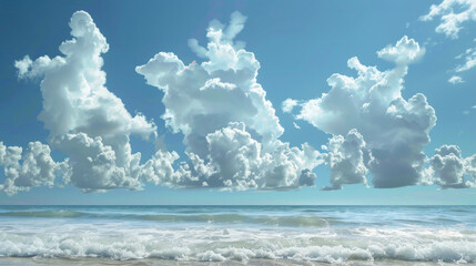 Wall Mural - The sky is filled with clouds and the ocean is calm