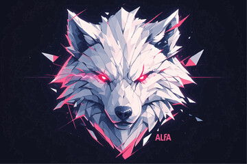 Wall Mural - Stylized Wolf Face Logo