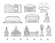 city of Saransk in outline style on white