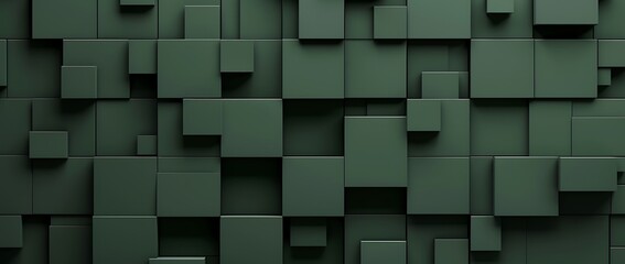 Wall Mural - 3d abstract background with dark green square