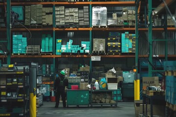 wholesale, logistic business and people concept - manual worker and businessman with clipboards at warehouse. Beautiful simple AI generated image in 4K, unique.