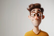 Smiling friendly cartoon character adult man male person portrait in 3d style design on light background. Human people feelings expression concept