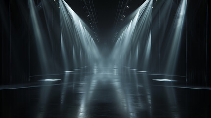 Poster - A dark room with a spotlight shining on the floor. The scene is mysterious and dramatic