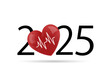 happy new year 2025. 2025 with Heart and Heartbeat icon

