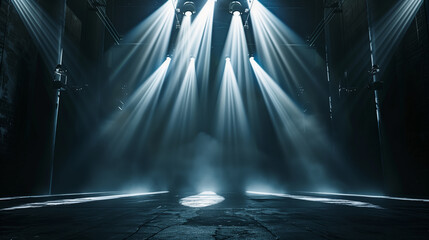 Poster - A dark room with a spotlight shining on the floor. The scene is mysterious and dramatic
