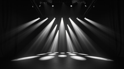Poster - A dark room with a spotlight shining on the floor. The scene is mysterious and dramatic
