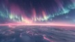 Aurora: A dreamy illustration of the aurora australis gently illuminating the horizon