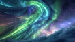 Aurora: A spellbinding 3D simulation of the aurora borealis, featuring a kaleidoscope of colors including green, blue, and purple