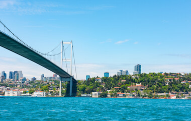 Wall Mural - Istanbul, Turkey. Istanbul Bosphorus Bridge. 15 July Martyrs Bridge.