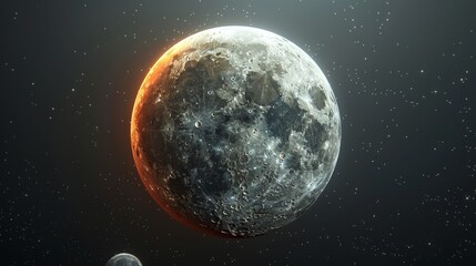 Wall Mural - eclipse: a 3d illustration of a lunar eclipse, with the earth between the sun and the moon