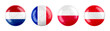 Euro 2024 Germany GROUP D teams ball flags. Transparent background. 3d illustration .	