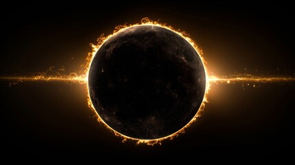 Wall Mural - eclipse: a 3d illustration of a solar eclipse, where the moon is directly in front of the sun