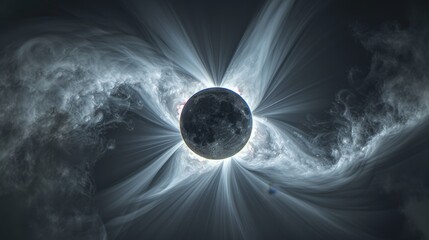 Wall Mural - eclipse: a 3d illustration of a total solar eclipse, with the sun completely obscured by the moon