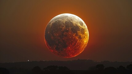 Wall Mural - eclipse: a photo of a lunar eclipse, showing the earth's shadow slowly covering the moon