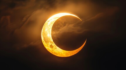 Wall Mural - eclipse: a photo of a partial solar eclipse, with the moon partially covering the sun