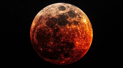 Wall Mural - eclipse: a photo of a total lunar eclipse, showing the moon