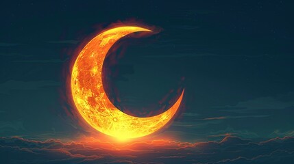 Wall Mural - eclipse: a vector illustration of a partial solar eclipse, showing the moon partially covering the s