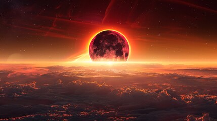 Wall Mural - eclipse: a vector illustration of a total lunar eclipse