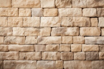 Wall Mural - b'Rough uneven beige limestone brick wall texture background'