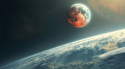 Wall Mural - eclipse: an illustration of a lunar eclipse, with the earth casting a shadow on the moon