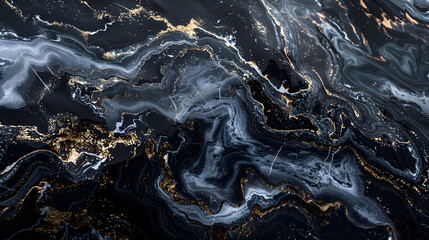 Wall Mural - Luxury black Portoro marble with golden veins. Black golden natural texture of marble