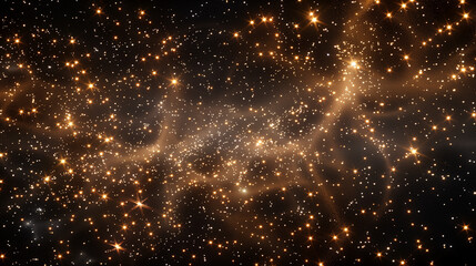 Poster - a celestial scene against a midnight black background, where spotlights mimic the twinkling stars of the night sky. Each spotlight creates its constellation of light, adding depth and dimension to