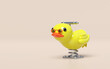 Playground duck spring rider isolated on pink background. 3d render illustration