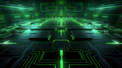 Green glowing technology background