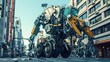 Futuristic Robotic Waste Collector Navigating City Streets for Efficient Recycling and Cleanup