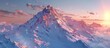 A majestic mountain range with snow capped. Sunrise background.