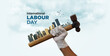 Happy Labour Day concept. 1st May- International labor day 3d concept. Labor safety and right at Workplace. World Day for Safety and Health at Work concept. Social Justice and Decent Work for All