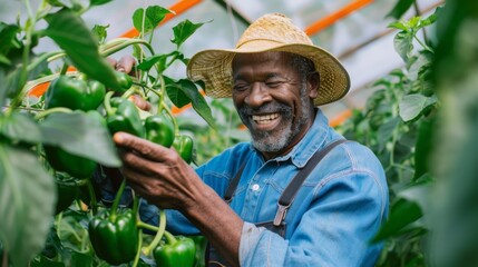 Canvas Print - A Joyful Farmer Harvesting Vegetables