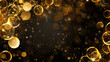 The luxurious black gold background contrasts with the glittering gold circles.