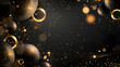 The luxurious black gold background contrasts with the glittering gold circles.