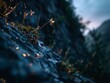 Dramatic Nighttime Cliff View with Low Depth of Field after Rain Generative AI