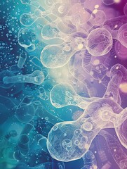 Poster - Synthetic biology with colorful glowing bubbles and cells in a futuristic laboratory setting showcasing the beauty and complexity of molecular