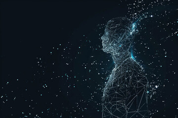 Poster - a person is shown in a black background with a lot of stars