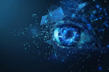 Poster - A blue eye with a lot of blue and white splatters