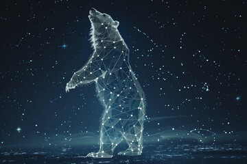 Poster - a bear is standing in the water with its arms raised