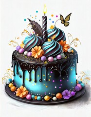 Wall Mural - birthday cake with candles