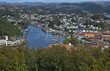 View of Egersund from the viewpoint Vardberg in Norway, Europe
