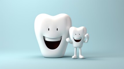 Tooth and dental care concept. 3D illustration. Copy space. Dental Concept with Copy Space.