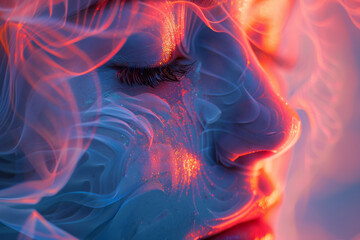 Poster - A virtual reality environment where abstract forms pulse and expand in response to the user's moveme