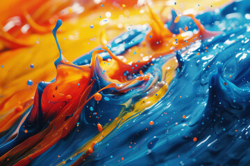 Poster - an abstract expressionist splash of digital paint, where artificial intelligence determines the plac