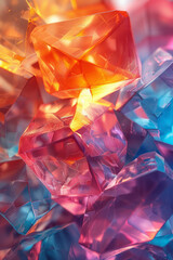 Poster - An image of a dynamic desktop background where digital polygons pulsate and change colors rhythmical